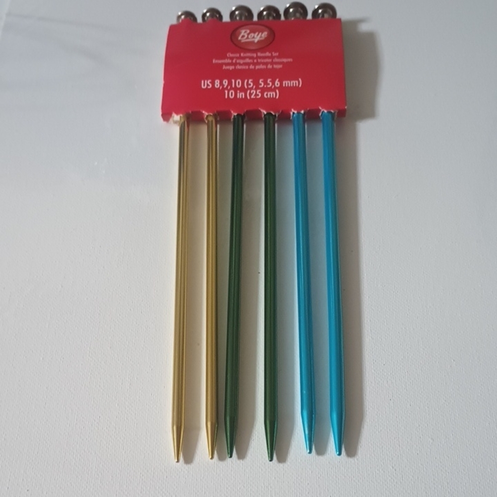 Boye Aluminum Double-Point Knitting Needles Set - Gold, Green, Blue